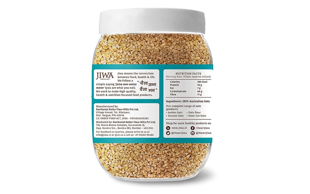 Jiwa Steel Cut Oats    Jar  1.4 grams